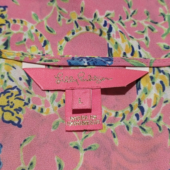 Lilly Pulitzer Pamala Top in Prosecco Pink Tigress Garden Size Large - Picture 5 of 5